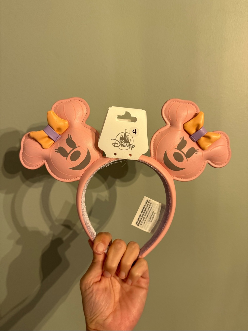 Disney Pink Minnie Mouse Ear Headband with Orange & Purple Bows
